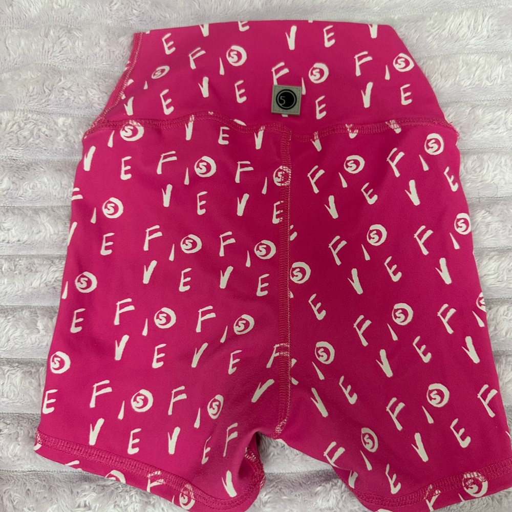 Five Dancewear Pink and White biker shorts